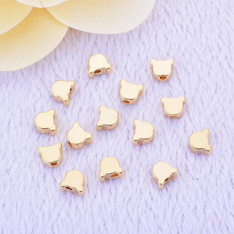 Zhongxing Accessories 5mm Cartoon Mouse Head Small Light beads in stock, pure copper electroplated real gold perforated beads for bracelets and necklaces, universal spacer beads Specification image