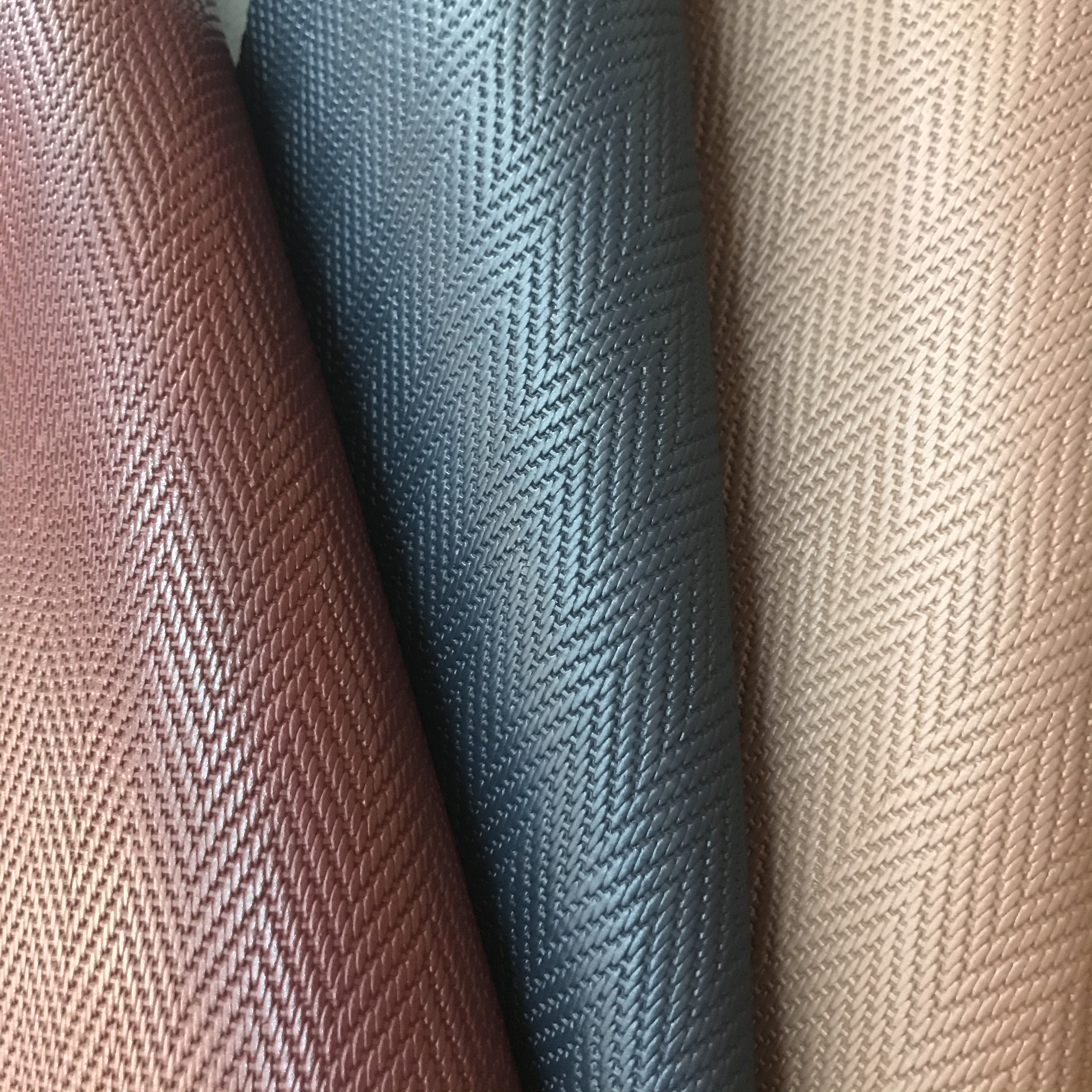 Anti-cotton fleece base 1.7mm thick PVC wavy leather fabric for luggage and handbags, artificial leather undefined
