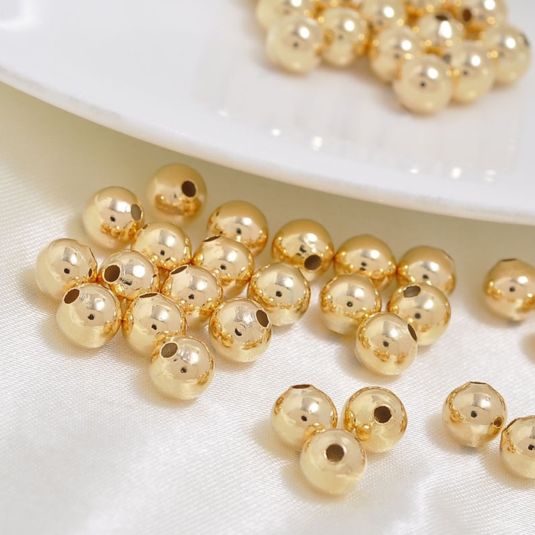 Zhongxing Small light beads, small hole smooth beads, round beads, bracelet beads, gold-plated loose beads, copper beads, round beads, multiple specifications in stock 2 2.5 3.0. 4.0. 5.0. 6.0 and so on m'm' details Picture