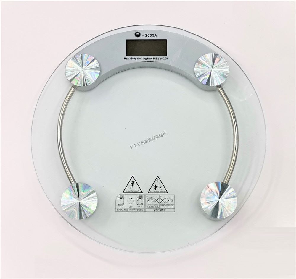 2003A电子人体秤体重秤直径33cm圆形 8mm厚钢化玻璃面 称重150kg详情4