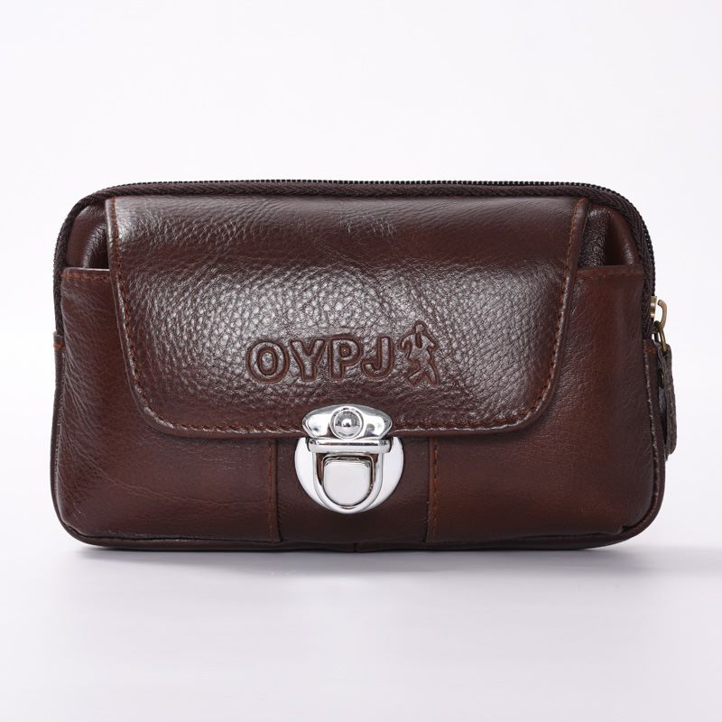 男士多功能 防水时尚手机袋牛皮腰挂包竖款详情图5