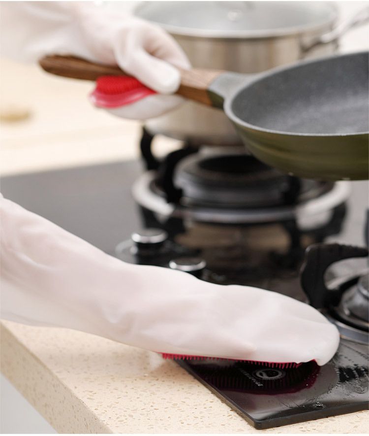 硅胶魔术刷洗碗手套带毛刷洗碗神器防滑防水耐磨厨房家务详情图9