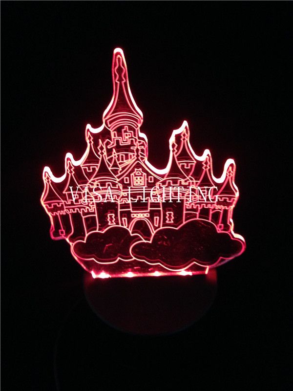 3D Castle Night light with three-position switch touch USB power supply led seven-color light detail image 1