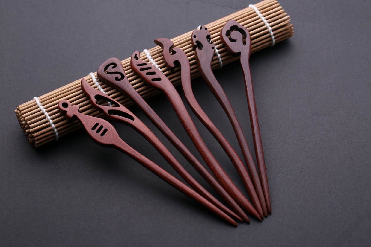 Red sandalwood green Sandalwood black hairpin hairpin pan hairpin accessories Han fu accessories