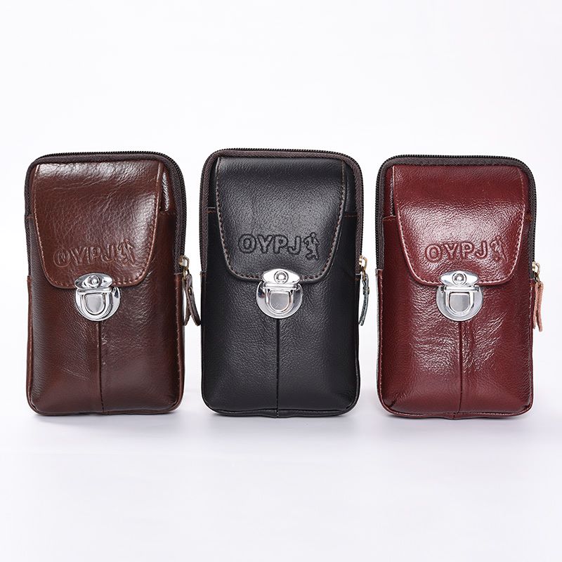 男士多功能 防水时尚手机袋牛皮腰挂包竖款详情图11