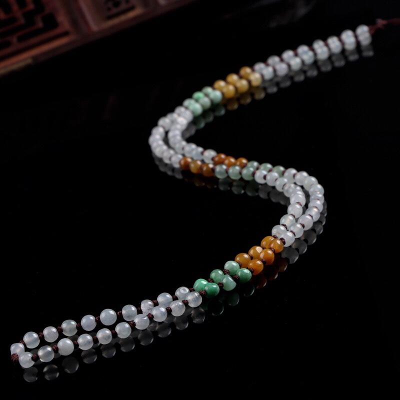 Natural Burmese jade bead chain details Picture