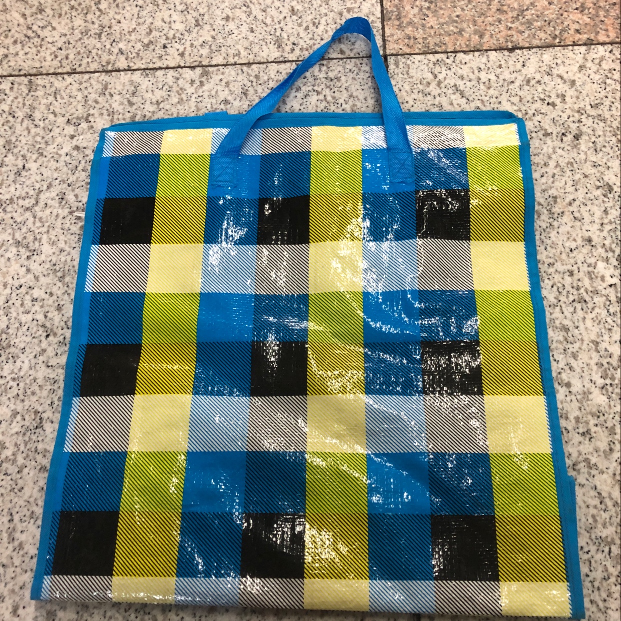 格纹布袋蓝色