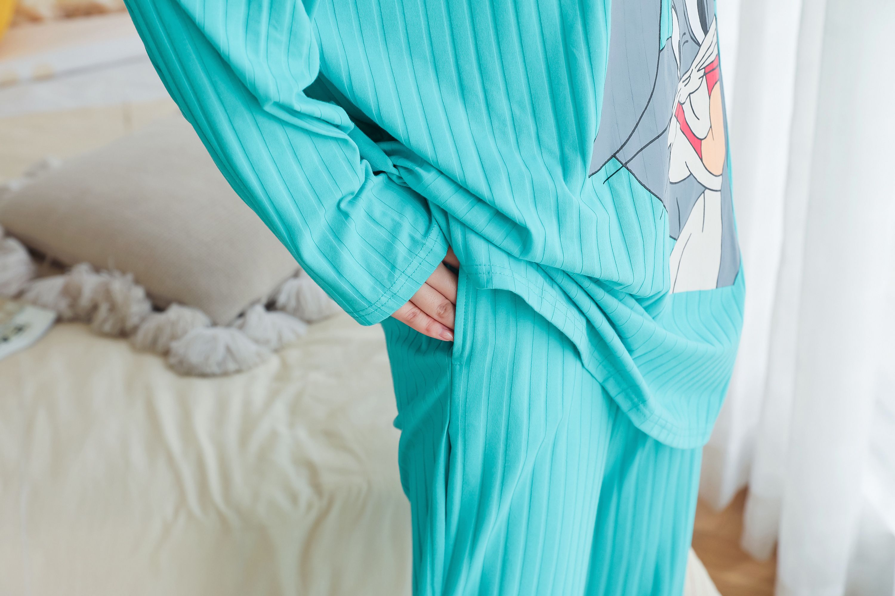 New pure cotton casual home wear with printed rabbit patterns detail image 6