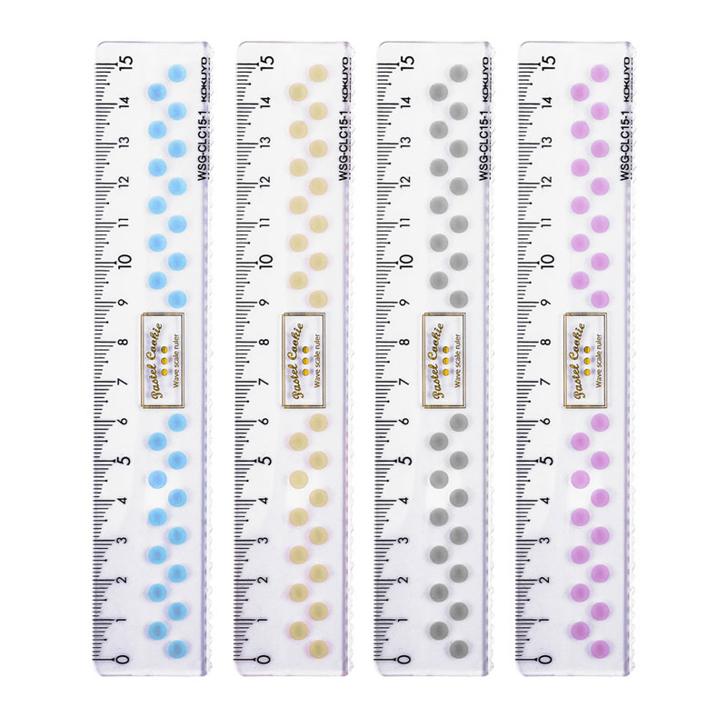 KOKUYO/ KWokyu WG-CLC15-1 Light Color Cookie Wave ruler 4-color mix