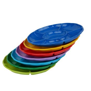 一次性PS塑料盘子快餐店盘食堂托盘餐盘加厚6格圆形野炊盘炒货盘