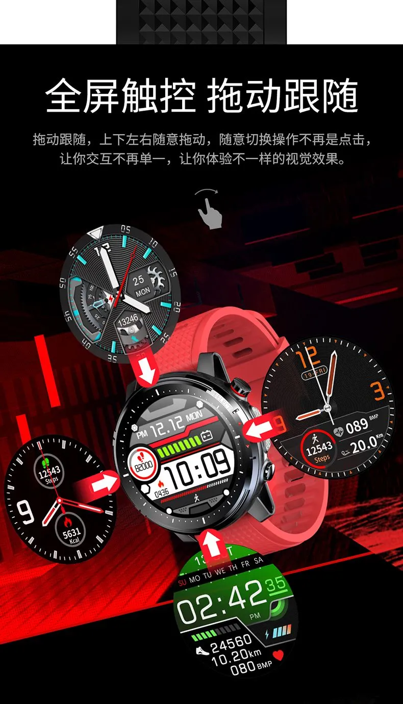 Yiwu Good Goods L15 Heart Rate and Blood Pressure Measurement Sports waterproof touch screen incoming call push Bluetooth electronic smartwatch detail image 5
