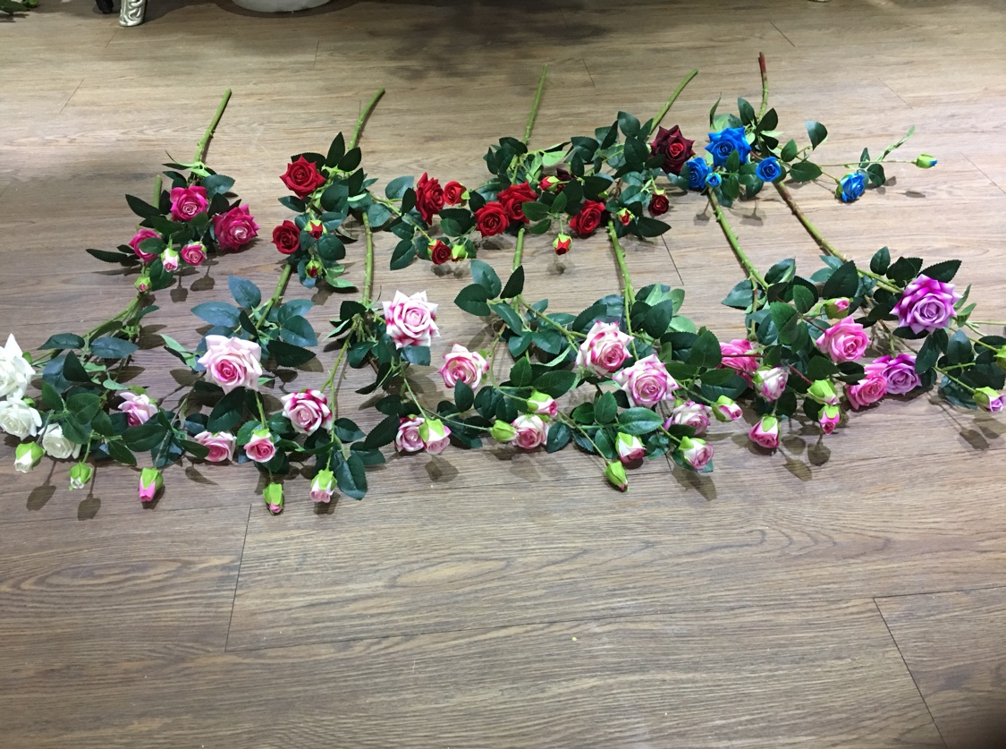 Six velvet horn roses