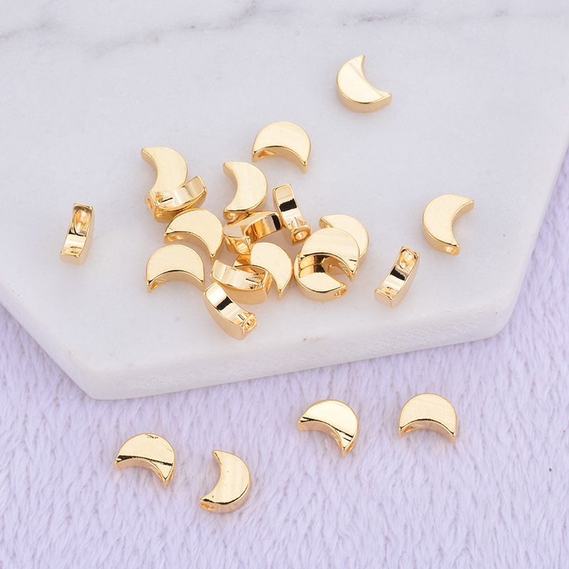 Zhongxing Accessories diy Korean style bracelet Small pendant in stock wholesale 10*7mm semi-round moon small pendant foot chain light bead small pendant details Picture