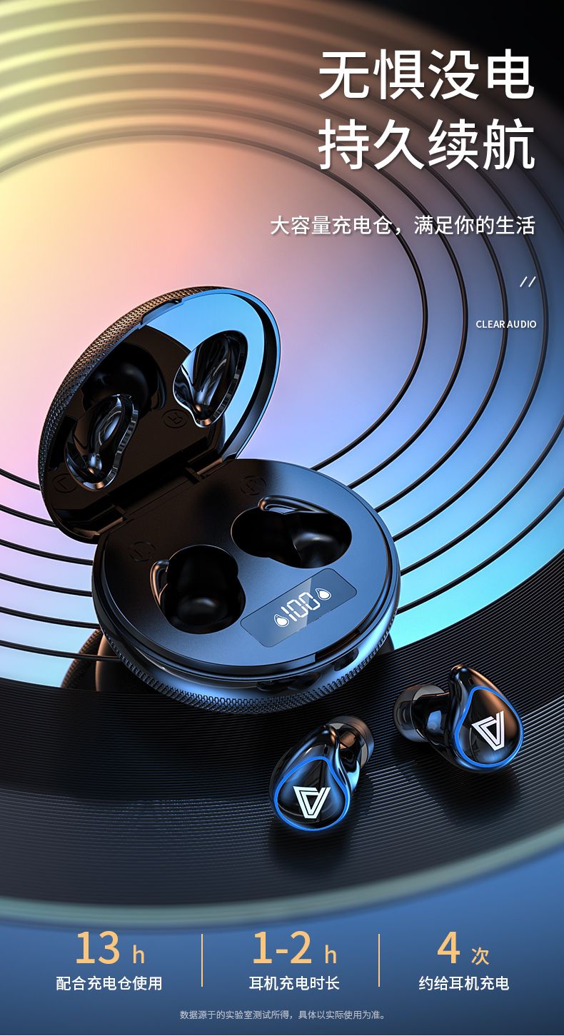 YEMAX TWS蓝牙耳机5.0带充电仓降噪入耳式运动蓝牙耳机详情图4