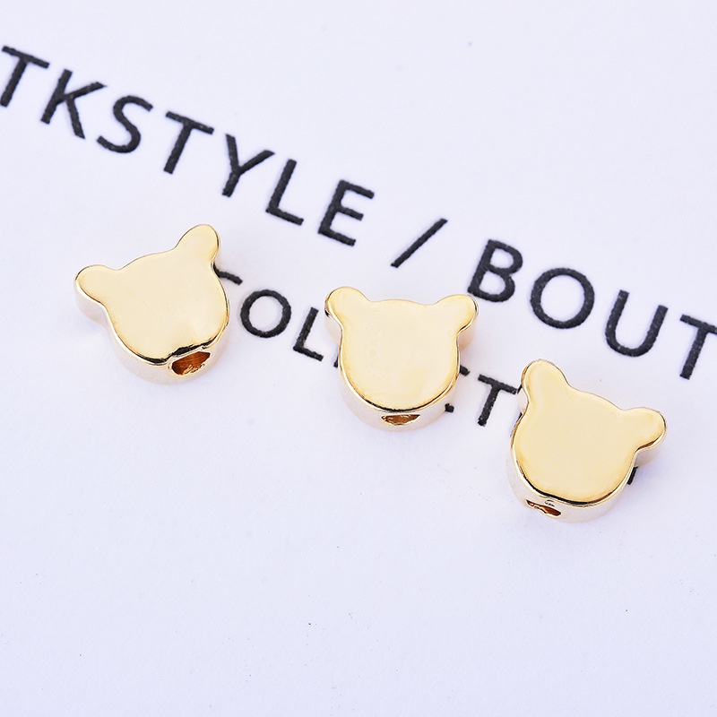 Zhongxing Accessories 5mm Cartoon Mouse Head Small Light beads in stock, pure copper electroplated real gold perforated beads for bracelets and necklaces, universal spacer beads Application Scenario