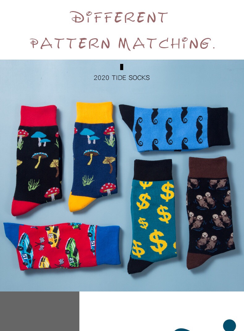 MOXIAO's new mushroom smiley face US dollar element trendy men's socks are sold both domestically and internationally undefined