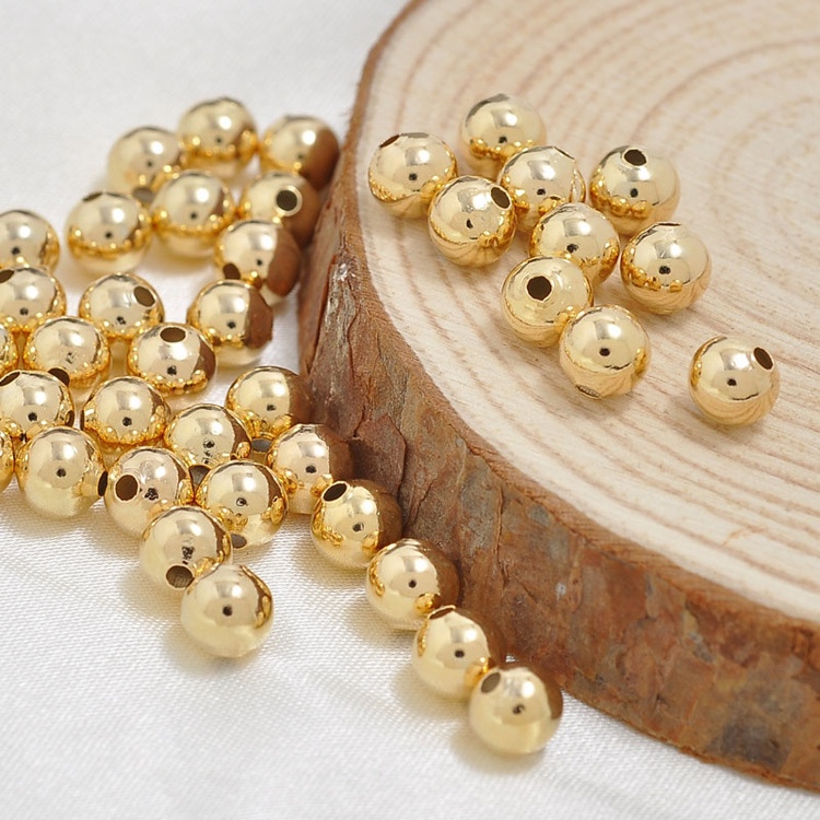 Zhongxing Small light beads, small hole smooth beads, round beads, bracelet beads, gold-plated loose beads, copper beads, round beads, multiple specifications in stock 2 2.5 3.0. 4.0. 5.0. 6.0 and so on m'm' Application Scenario