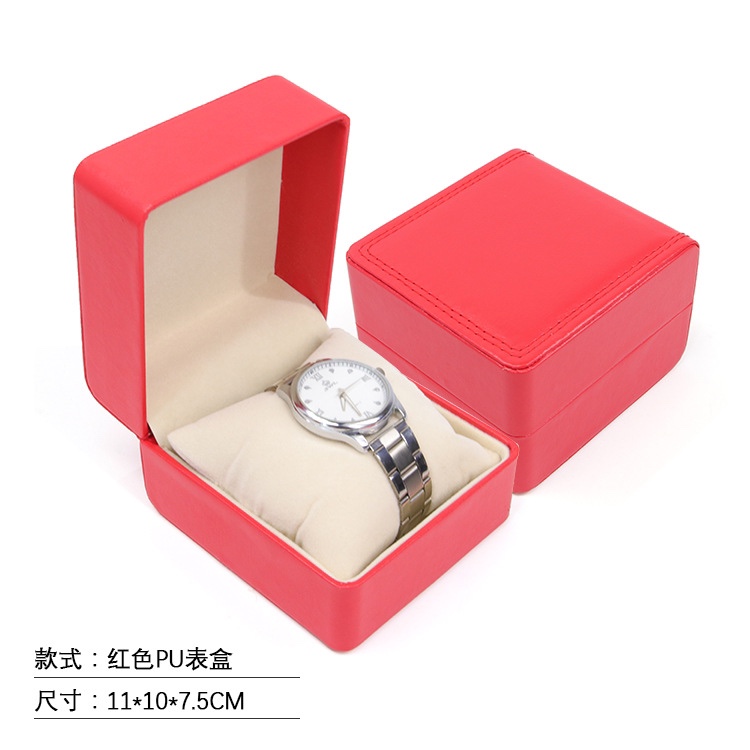 手表盒子厂家订做红色PU皮手表礼品包装盒腕表首饰展示收纳盒批发图