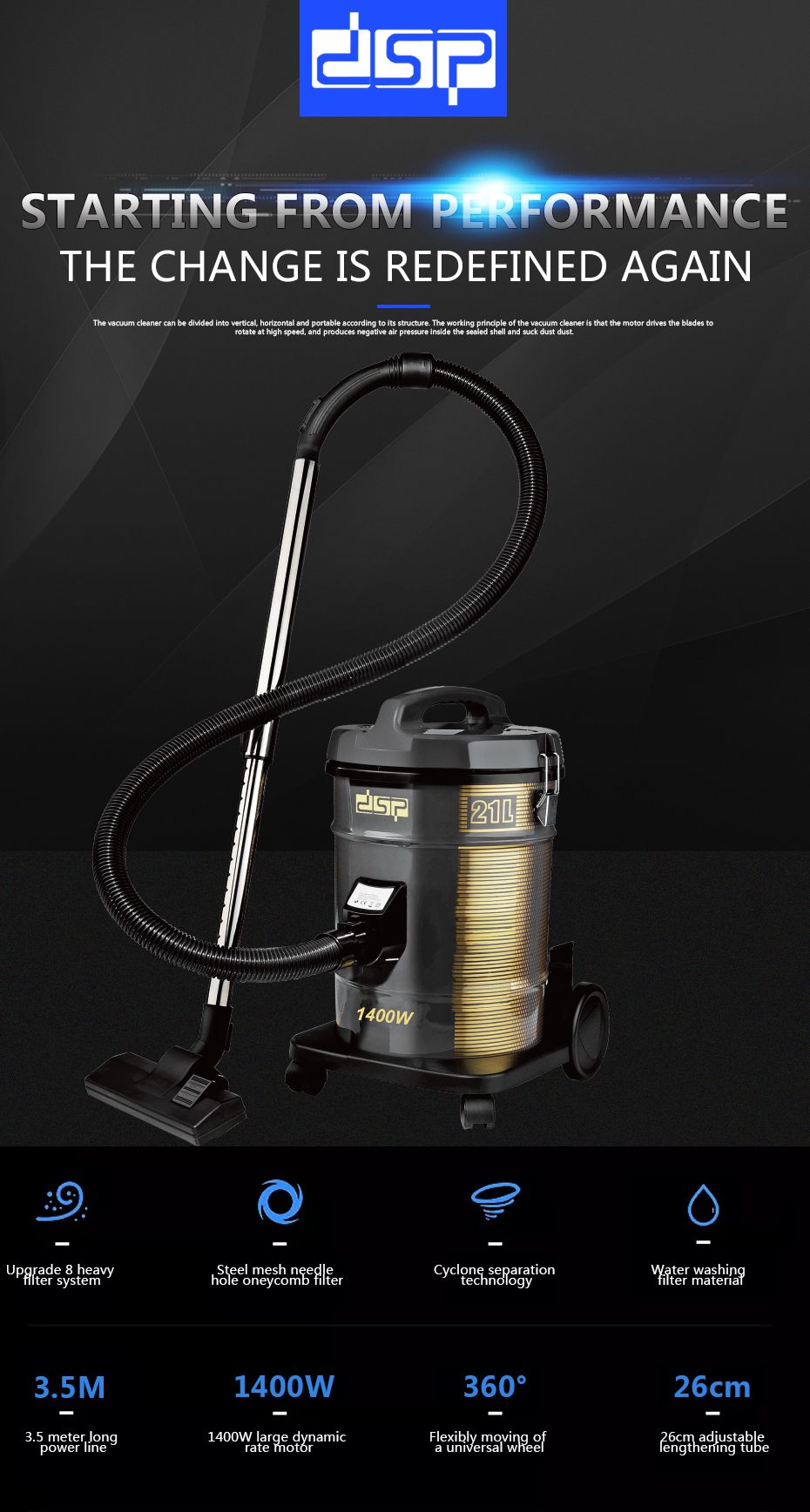 DSP/丹松 吸尘器家用强力大功率大吸力小型静音手持地毯吸尘机详情图1