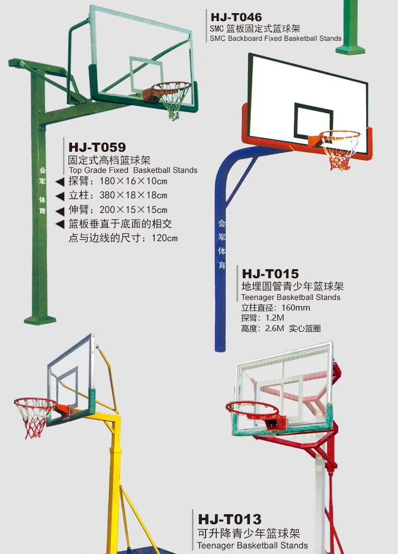 HJ-T094A会军义体健铝合金加厚高档钢化玻璃篮板户外透明篮板详情图6