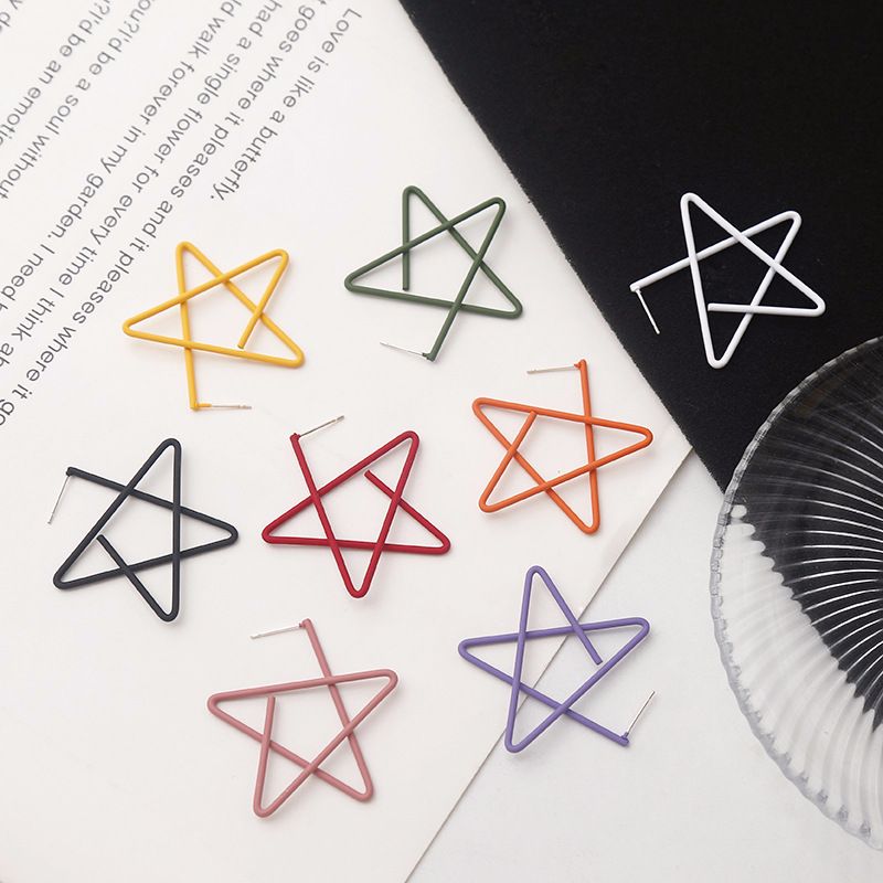 S925 silver needle temperament hollow-out exaggerated five stars simple earrings South Korean Ins personality joker earrings thumbnail