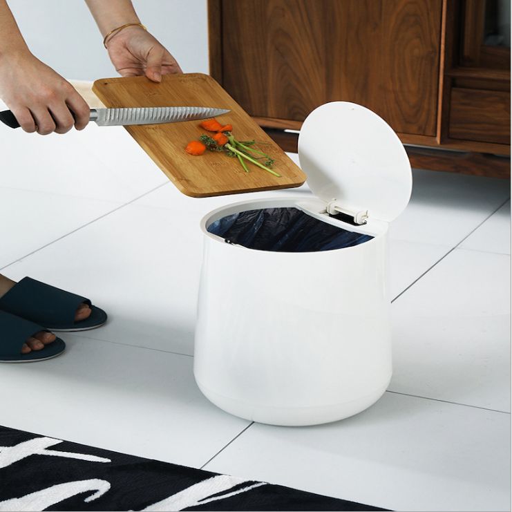 Household plastic dustbins double large, simple, circular pressing type sorting bins with a lid