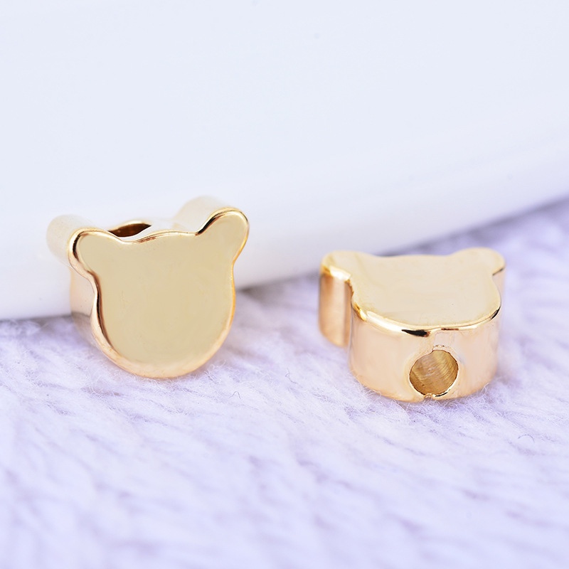 Zhongxing Accessories 5mm Cartoon Mouse Head Small Light beads in stock, pure copper electroplated real gold perforated beads for bracelets and necklaces, universal spacer beads details Picture