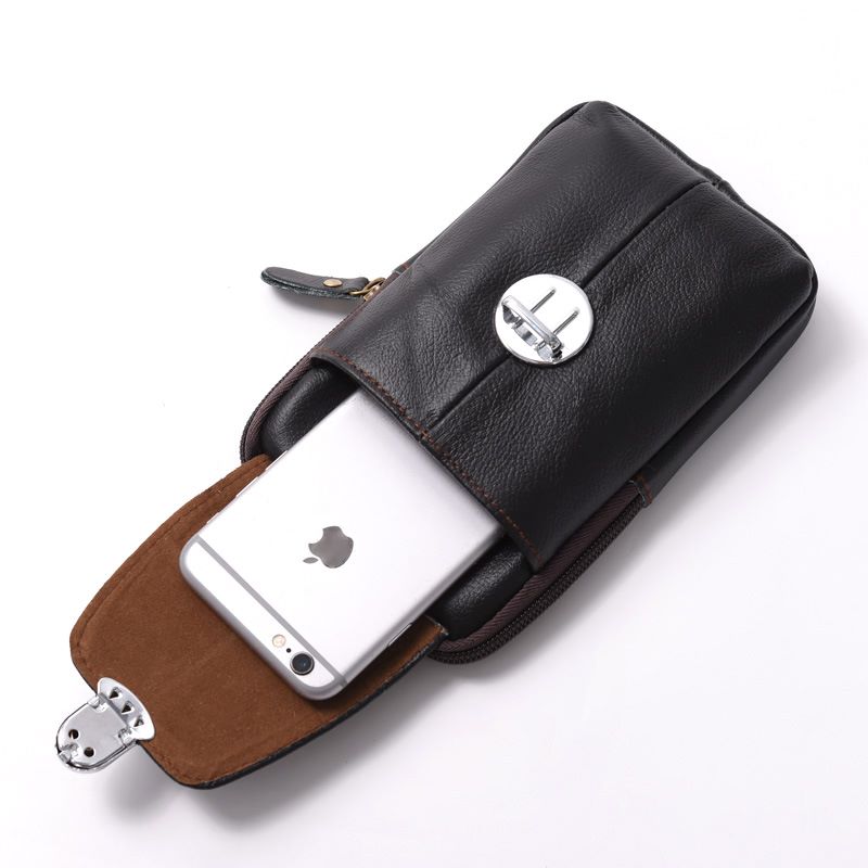 男士多功能 防水时尚手机袋牛皮腰挂包竖款详情图17