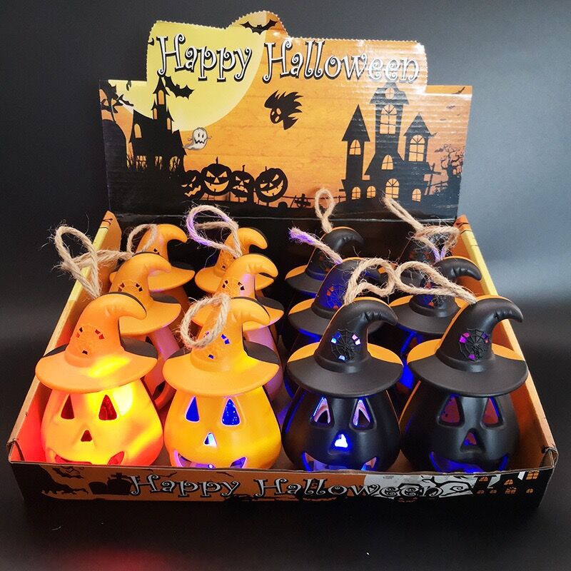 Halloween pumpkin lantern LED seven-color flash, terrifying skull lantern, new capped pumpkin candle lantern, small horse lantern undefined
