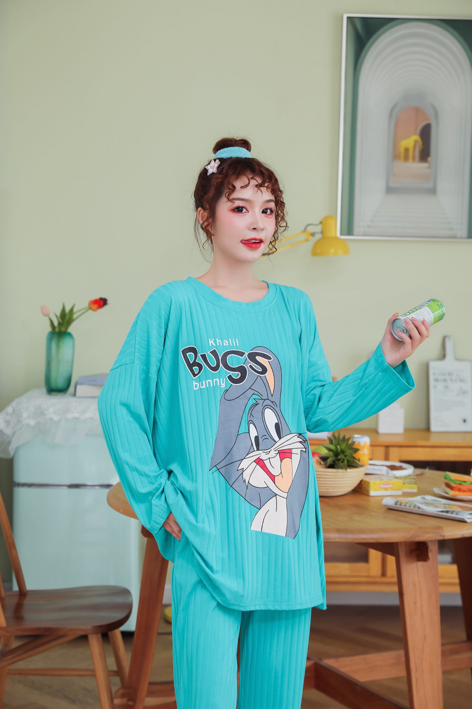 New pure cotton casual home wear with printed rabbit patterns