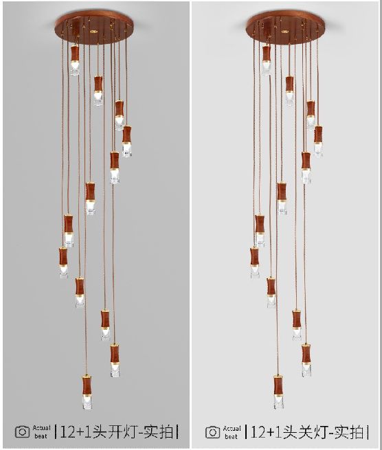 Shanggu carefully selected new products: Sabili solid wood + copper + acrylic ceiling light and staircase light Specification image