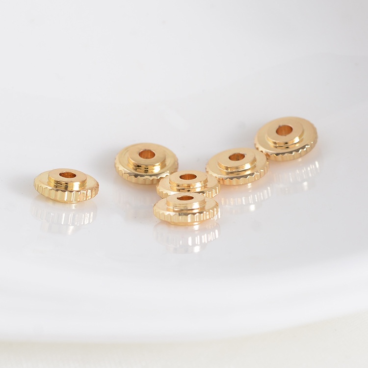 Zhongxing Jewelry DIY bracelet Small hole spacer beads wholesale 18K real gold wheel disc, flying saucer-shaped smooth surface spacer, giant toothed pattern spacer beads Specification image