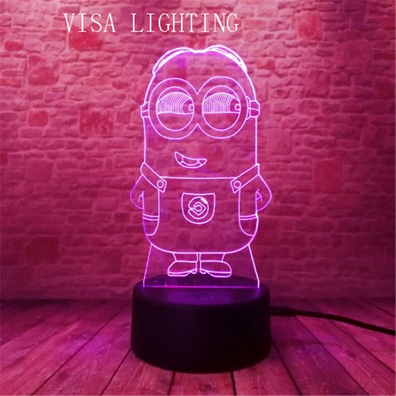3d Minions stereoscopic desk lamp, led night light, plug-in bedroom bedside lamp, creative gift detail image 2