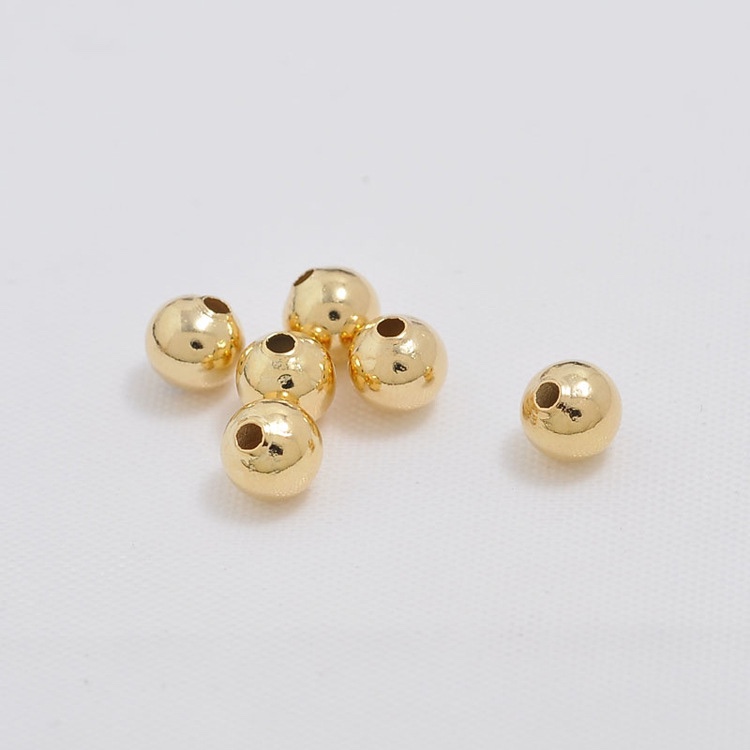 Zhongxing Small light beads, small hole smooth beads, round beads, bracelet beads, gold-plated loose beads, copper beads, round beads, multiple specifications in stock 2 2.5 3.0. 4.0. 5.0. 6.0 and so on m'm'
