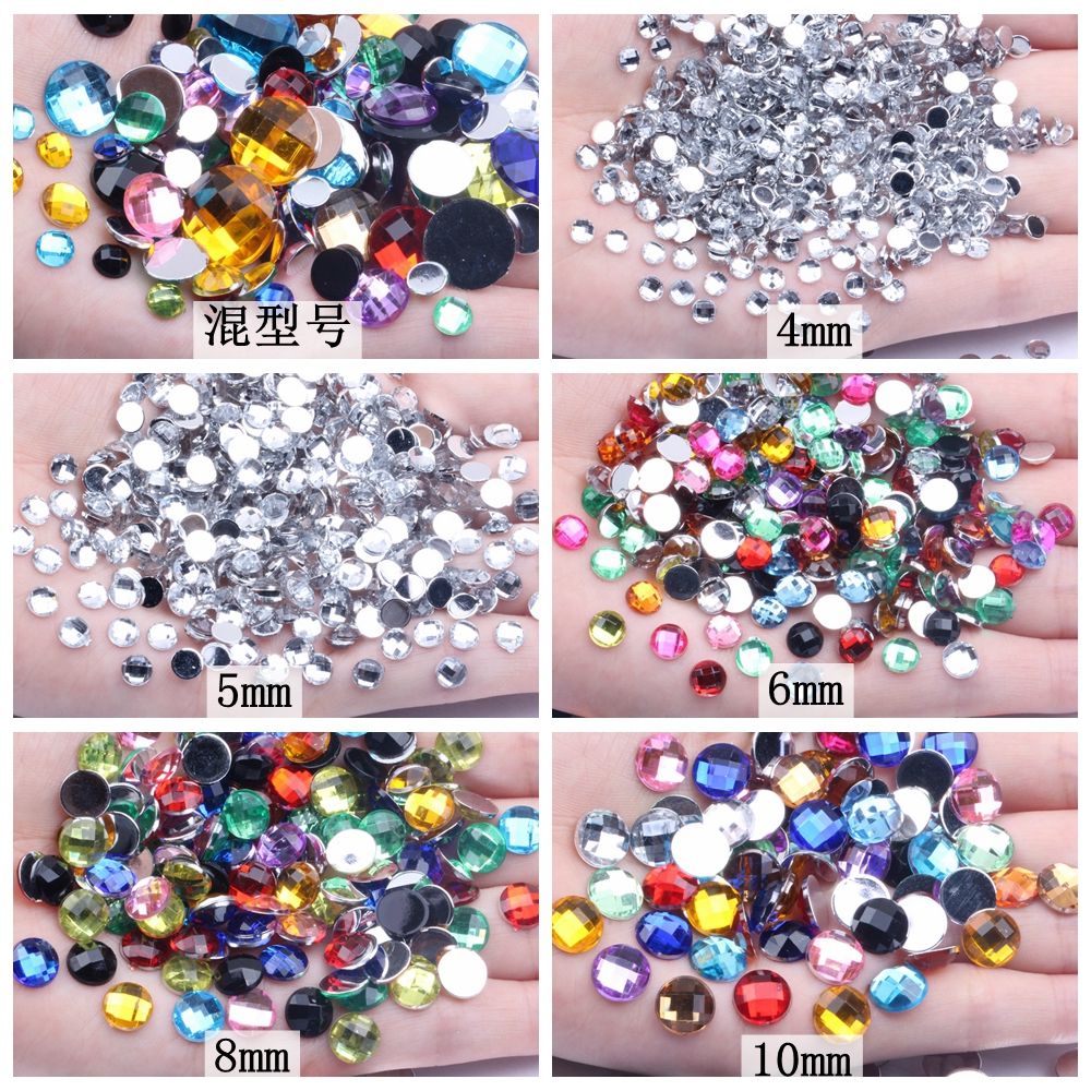 Acrylic Diamond White Imitation Flat Flat Earth Surface Round 4Mm10000 Diy Mobile Phone Beauty Accessories Materials full figure