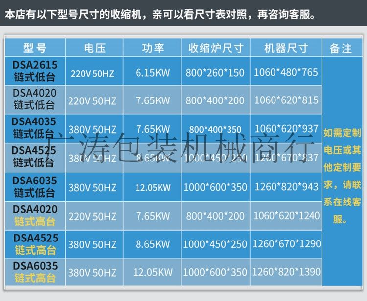 DSA4020 4525 6035高台热收缩包装机厂家直销现货现发详情2