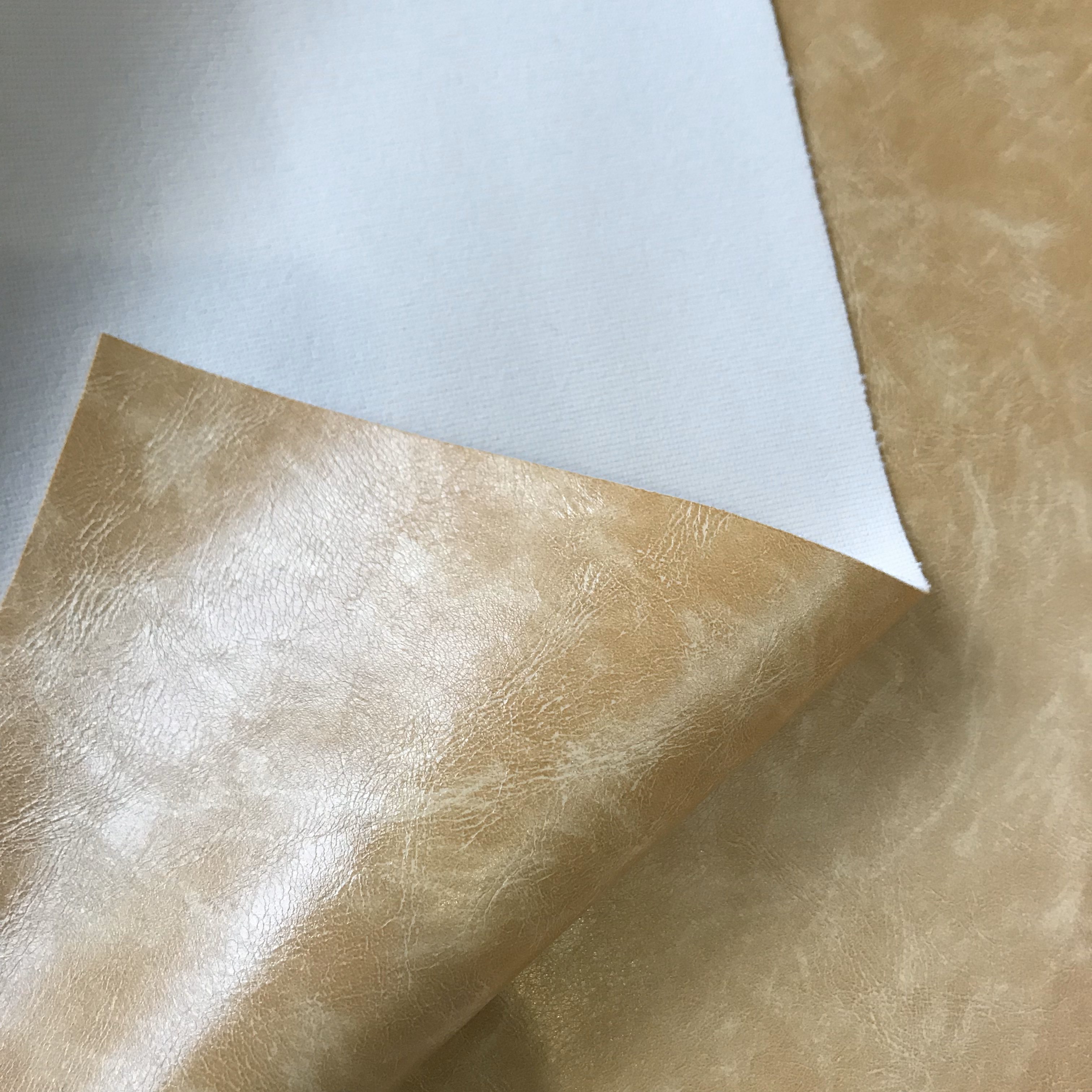 双色乱纹PVC毛底皮革箱包面料加厚耐磨耐刮文具沙发汽车座椅人造革细节图