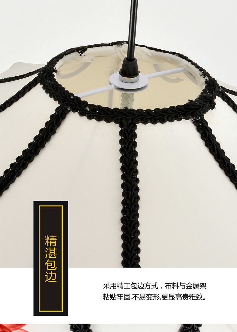 40中式仿古灯笼古典手绘画水墨画灯笼酒店餐厅茶楼布艺装饰吊灯详情图17
