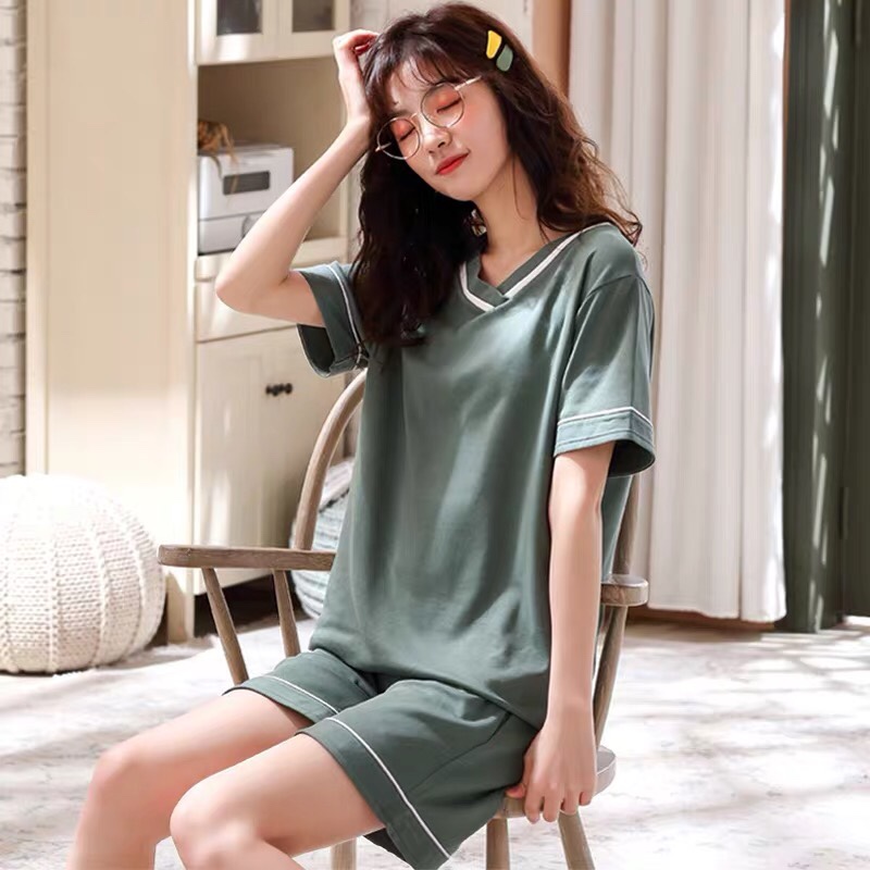 Ladies' summer pure cotton short-sleeved, thin, large-sized, chubby mm 200-pound casual summer home wear two-piece set Application Scenario