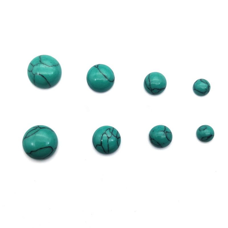 Jewelry accessories: Synthetic turquoise round ring face, double-plane, flat-bottomed, with loose beads and inlaid bare stones. Bulk purchase discount detail image 3