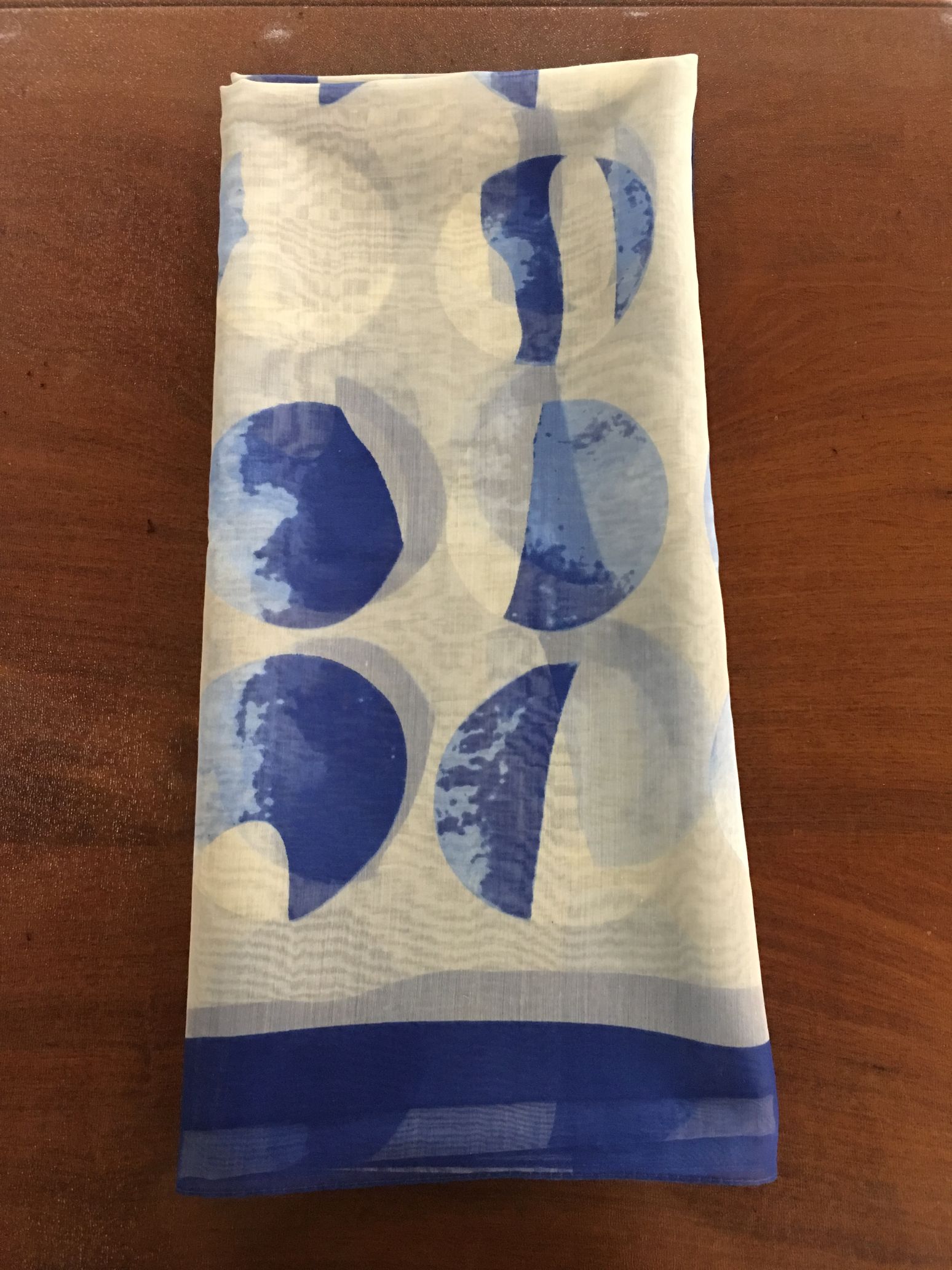 Blue + white scarf shawl