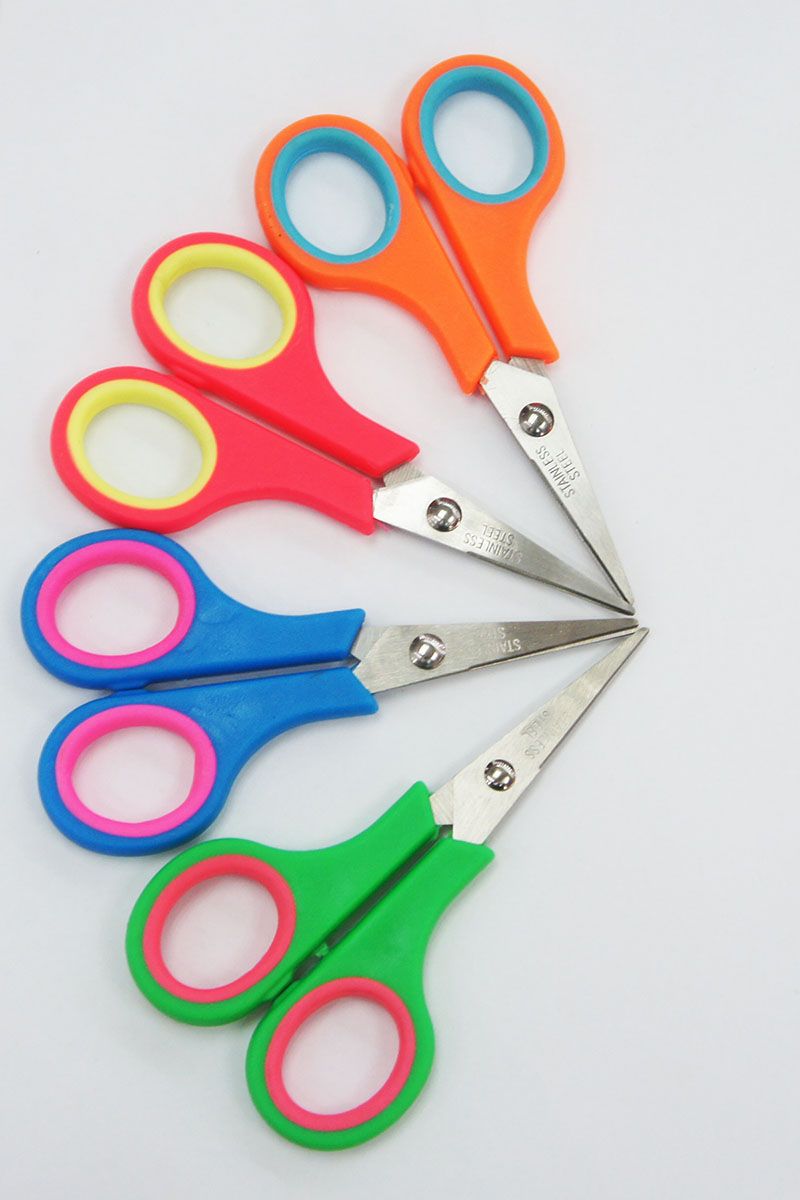 Self-produced and self-sold Bauhinia scissors 4 inch rubber and plastic scissors color handle 9004C thumbnail