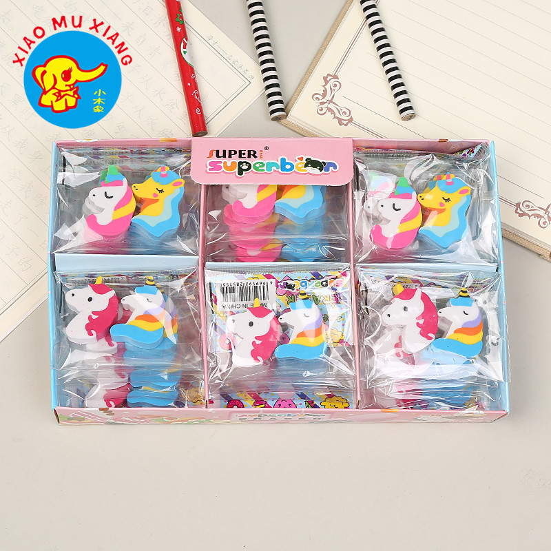 Small wooden like stationery with colored unicorns in two packs thumbnail