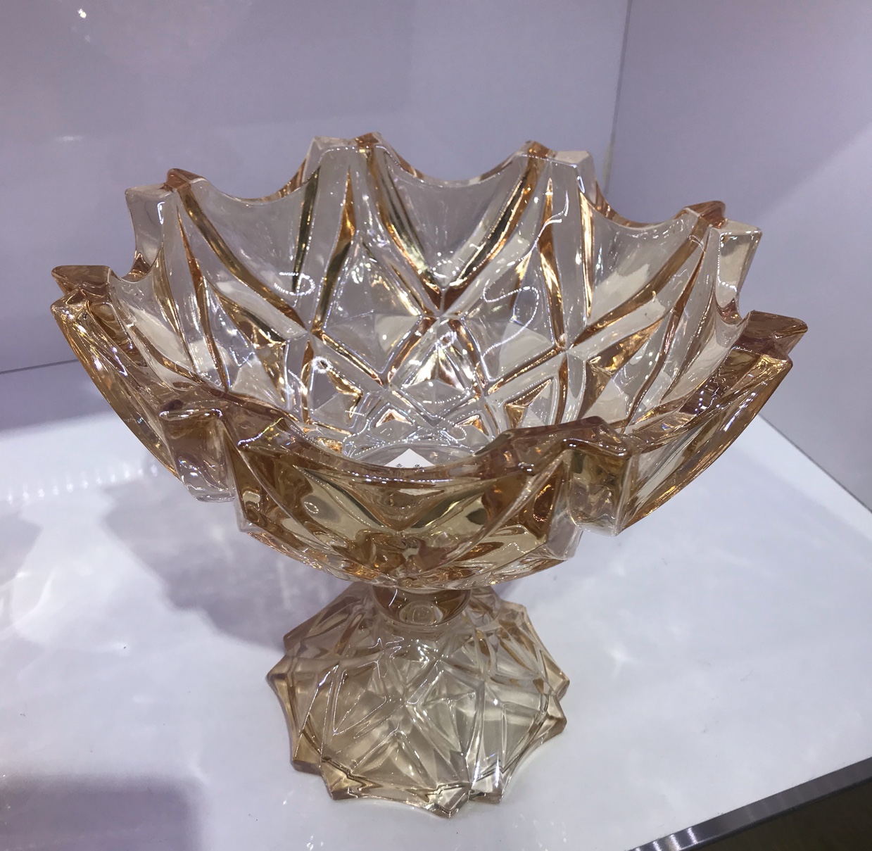 The New Glass Fruit Bucket With Amber Feet