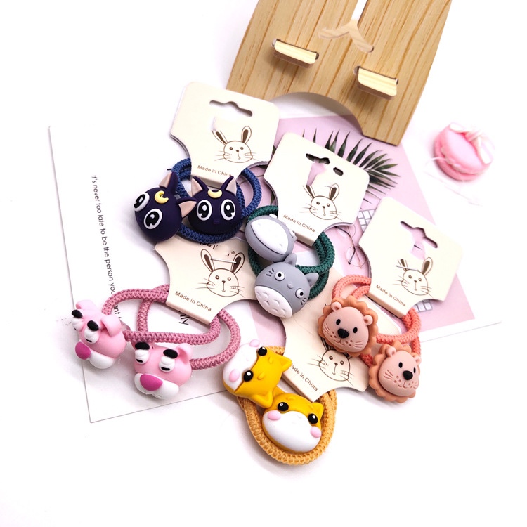 韩版儿童可爱经典卡通动物彩色皮筋女童头绳粉红豹龙猫发圈小号