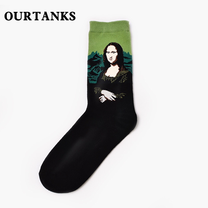 MOXIAO Classic Celebrity Oil Painting Series mid-calf couple socks Item Picture