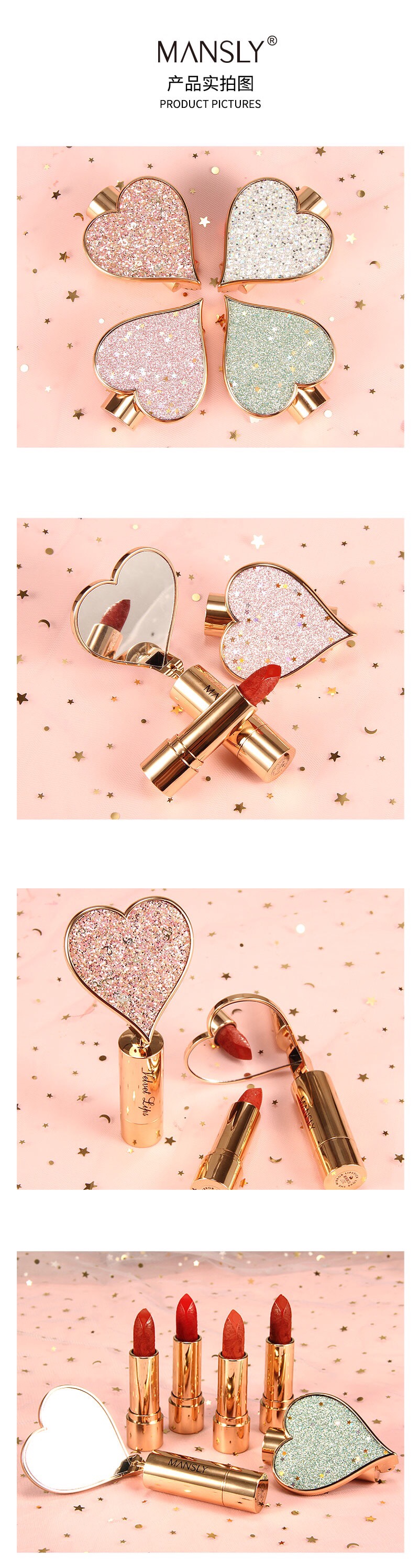 Mansili's "Heart" lipstick [Heart]M-196 Heart-Stirring Lip Color (⑉• •⑉)... ♡ Sweet and powerful, unique carved texture, concealing the romantic charm of Chinese culture 🌸 Mix and match as you like to stand out details Picture