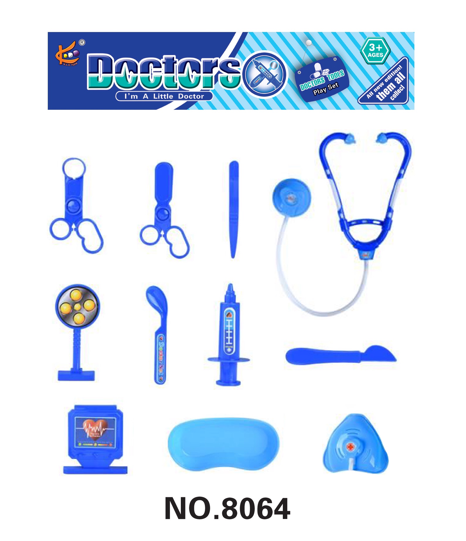 Play house Girl Little Doctor toy set Medical kit Injection Nurse Boy child stethoscope Baby Dentist 8064 Cardy Specification drawing
