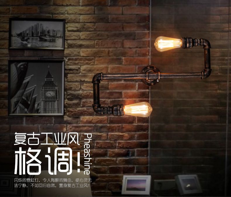 Retro industrial corridor, staircase, vestibule lamps retro retro bar balcony creative water pipe wall lamp lamps full figure