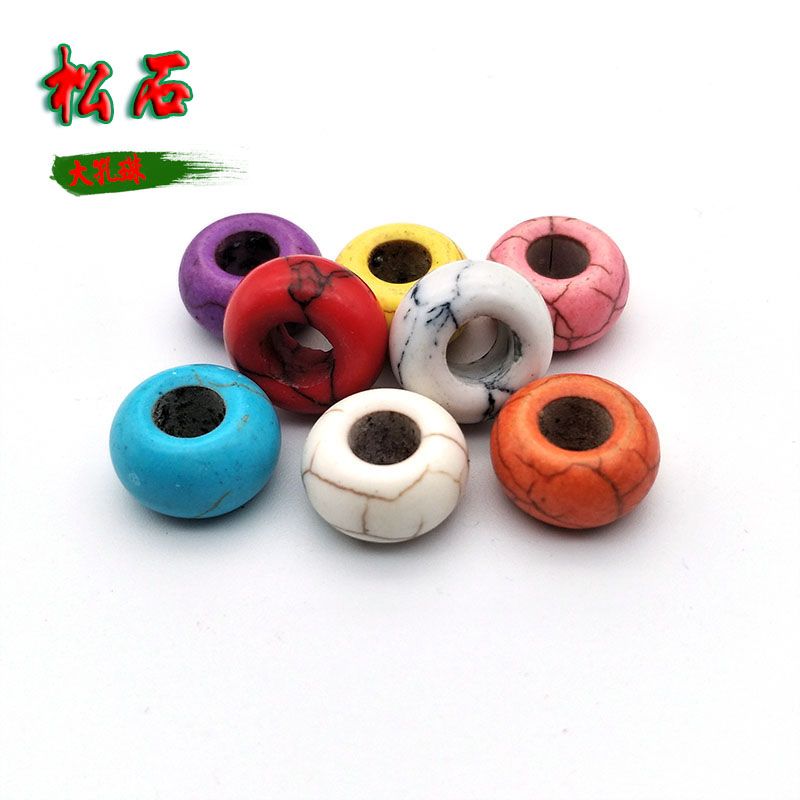 Jewelry accessories, synthetic turquoise large-hole beads, handcrafted loose beads, semi-finished products, beaded bracelets, bead matching, DIY cross-border